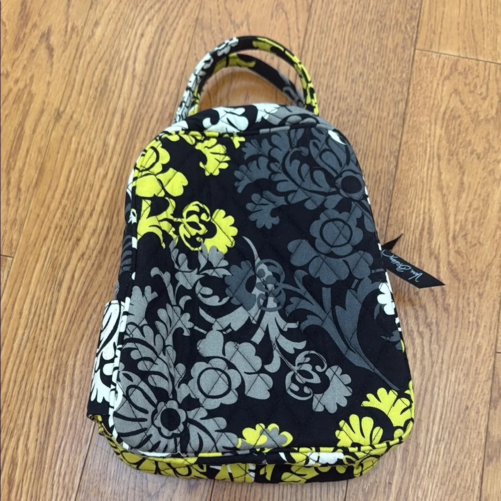 Vera Bradley Black and Yellow Lunchbag with Vibrant Floral Design